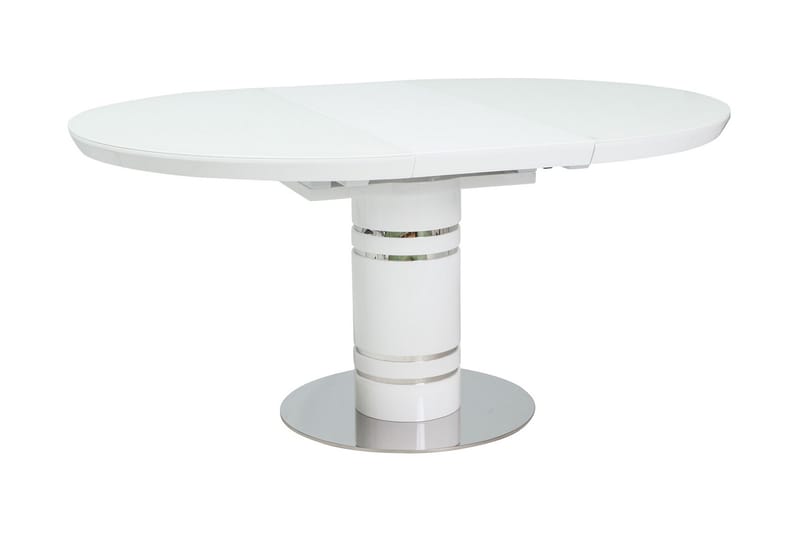 Tathra Förlängningsbart Matbord 120 cm Runt - Glas/Vit/Silver - Matbord & köksbord