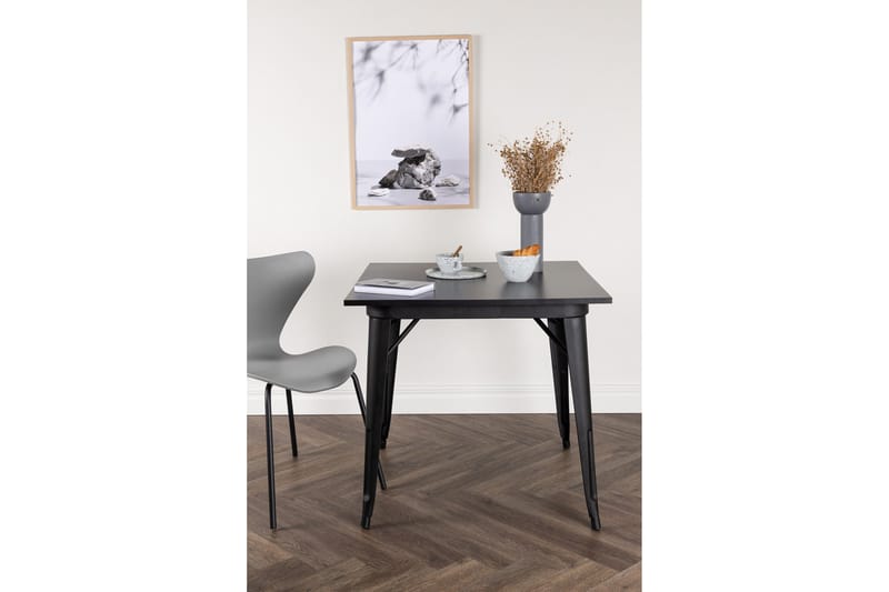 Tempe Litet Kvadratiskt Matbord 80 cm med Metallutseende - Svart - Möbler - Bord & matgrupper - Matbord & köksbord