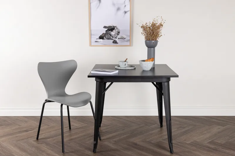 Tempe Litet Kvadratiskt Matbord 80 cm med Metallutseende - Svart - Möbler - Bord & matgrupper - Matbord & köksbord