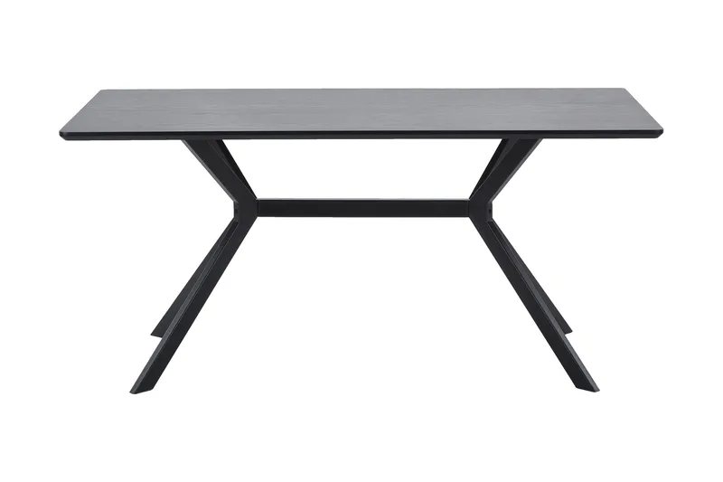 Tero Rektangulärt Matbord 160 cm i Metall och Trä med Mörkt Träutseende, Svart