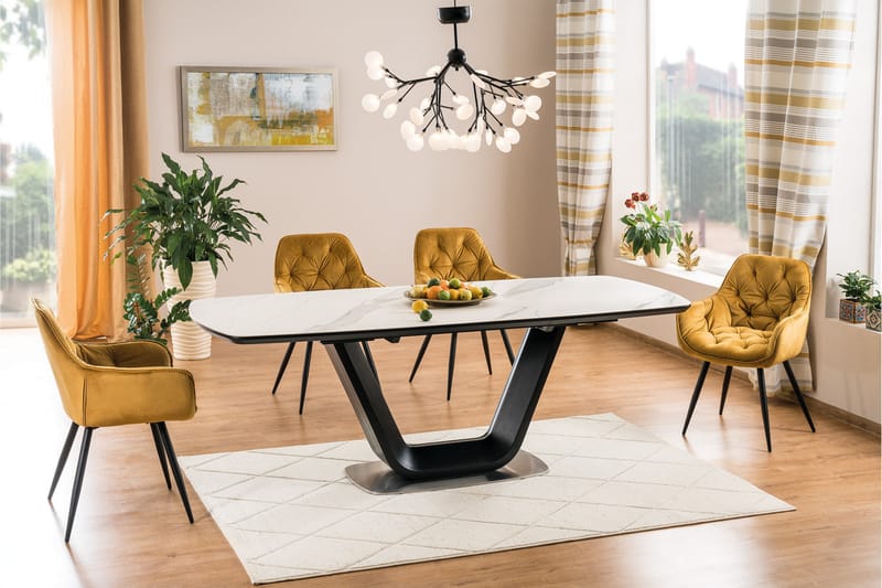 Ventera Förlängningsbart Matbord 160 cm - Keramik/Svart/Vit - Möbler - Bord & matgrupper - Matbord & köksbord