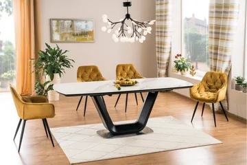 Ventera Förlängningsbart Matbord 160 cm - Keramik/Svart/Vit - Möbler - Bord & matgrupper - Matbord & köksbord
