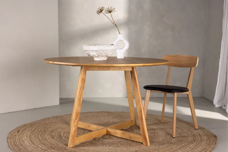 Yakidon Utdragbart Runt Matbord 120 cm med Trä- och Ekutseende - Brun - Möbler - Bord & matgrupper - Matbord & köksbord