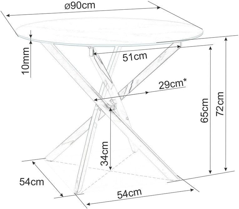 Matbord med glasskiva Ø90 cm guldiga bordsben - Guld - Möbler - Bord & matgrupper - Matbord & köksbord