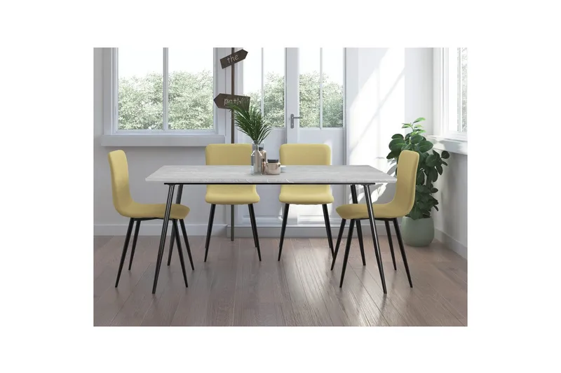 Matbord Monza 160x90x76 cm, Sten/Svart - 160x90x76 cm, Sten/Svart - Möbler - Bord & matgrupper - Matbord & köksbord