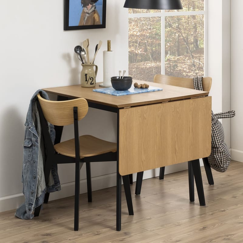 Matbord Roxby 80/120x80x76 cm - Ek/svart - Möbler - Bord & matgrupper - Matbord & köksbord