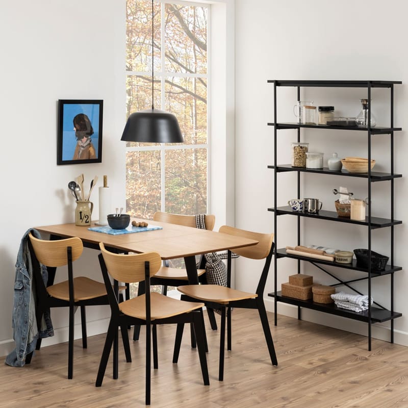 Matbord Roxby 80/120x80x76 cm - Ek/svart - Möbler - Bord & matgrupper - Matbord & köksbord