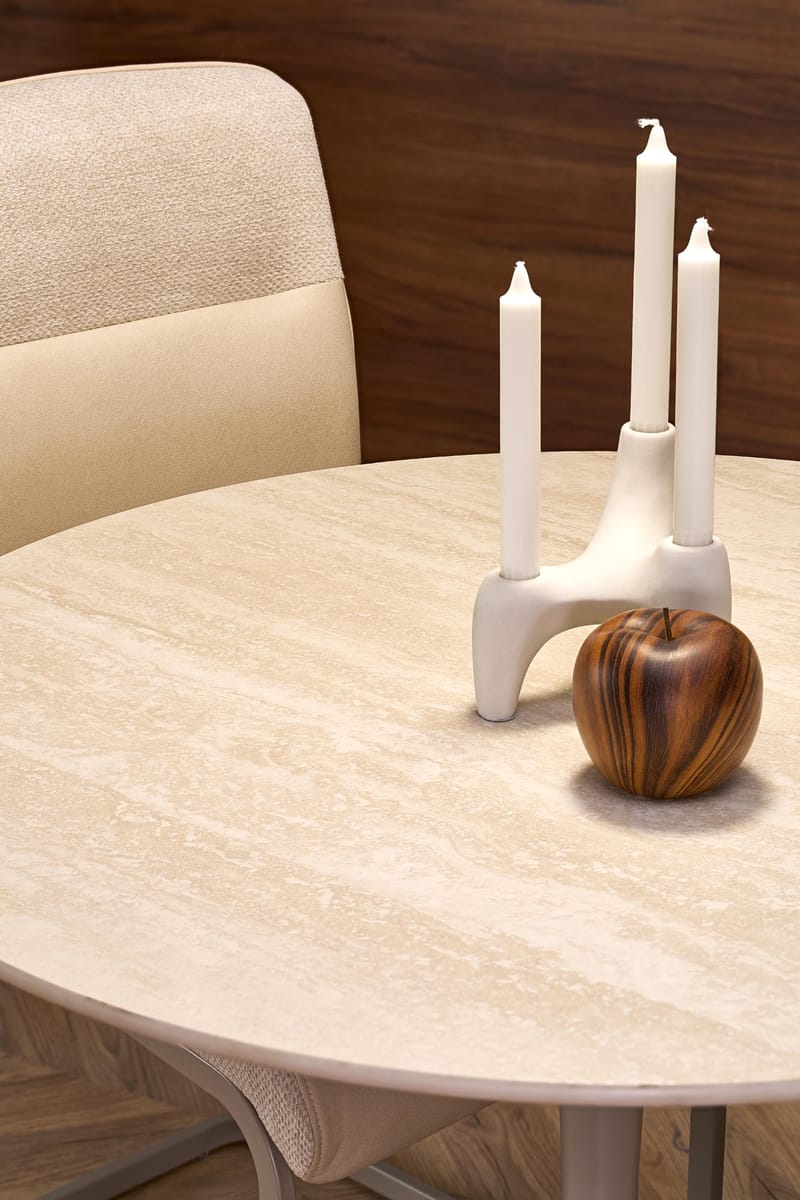 Matbord runt Ø90 cm - Beige travertin - Beige travertin - Möbler - Bord & matgrupper - Matbord & köksbord