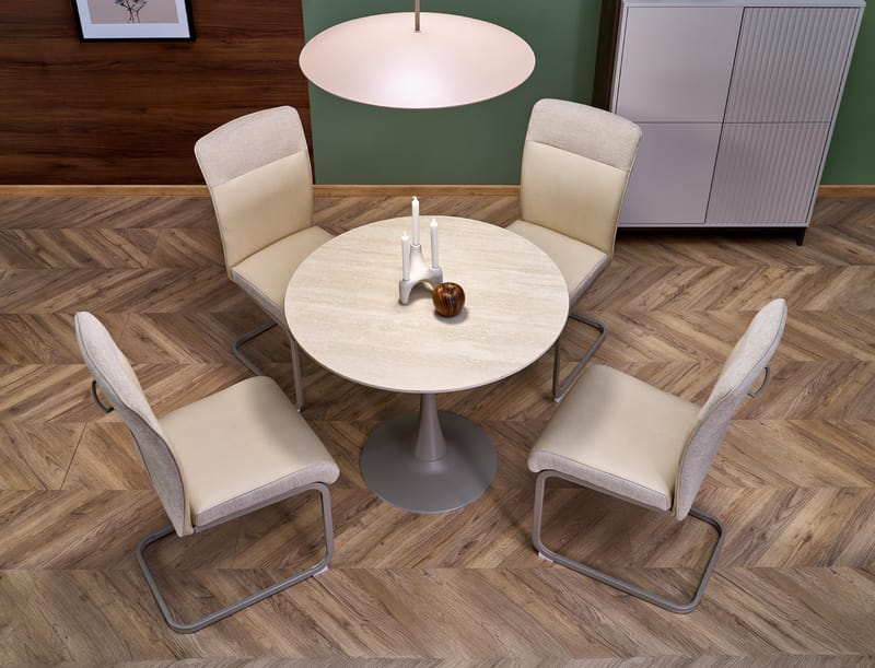 Matbord runt Ø90 cm - Beige travertin - Beige travertin - Möbler - Bord & matgrupper - Matbord & köksbord