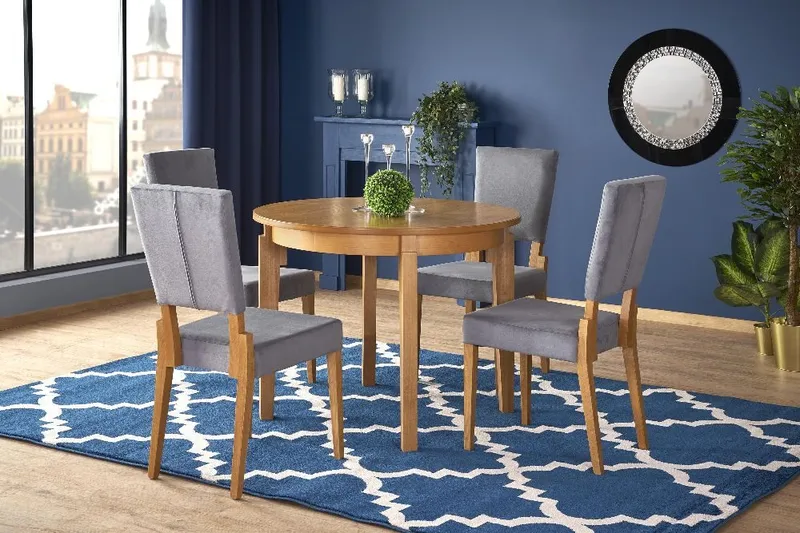 Matbord runt i ek förlängningsbart Ø100-200 cm, Ek