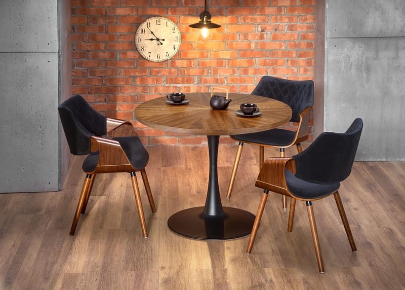 Matbord runt valnöt - svart 100 cm - Towson - Valnöt/svart - Möbler - Bord & matgrupper - Matbord & köksbord