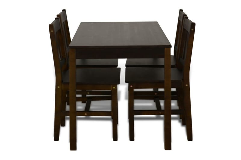 Matbord trä med 4 stolar brun - Brun - Matgrupper