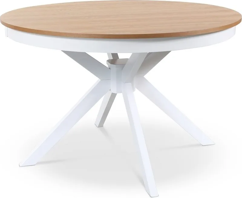 Matbord Tromsö Runt 120 cm, Vit/Oljad ek