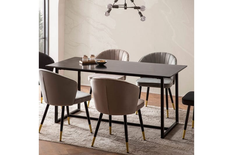 Matbord Wohnling Industriell loftstil, MDF med metallben med gyllene spets Marmor, Svart, 120x60 cm - Marmor, Svart, 120x60 cm - Möbler - Bord & matgrupper - Matbord & köksbord