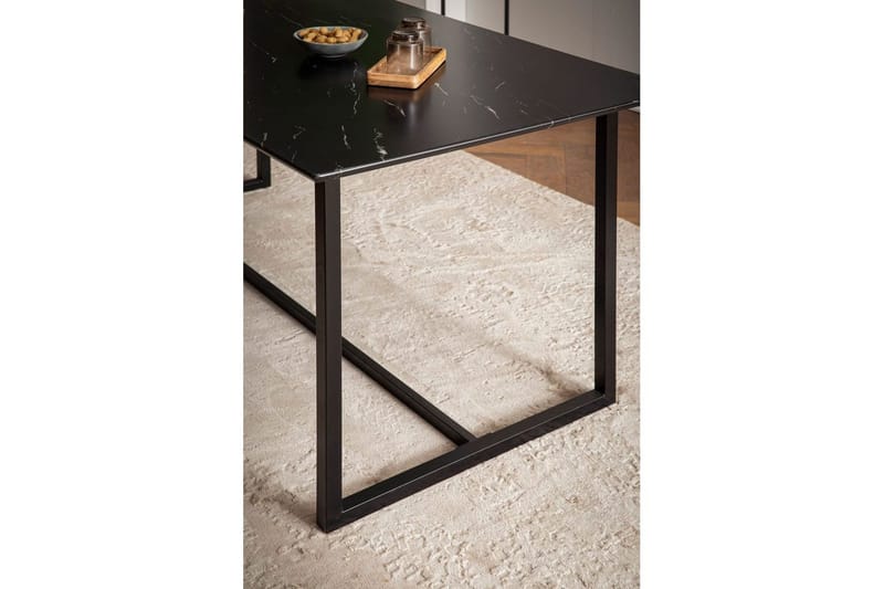Matbord Wohnling Industriell loftstil, MDF med metallben med gyllene spets Marmor, Svart, 160x80 cm - Marmor, Svart, 160x80 cm - Möbler - Bord & matgrupper - Matbord & köksbord