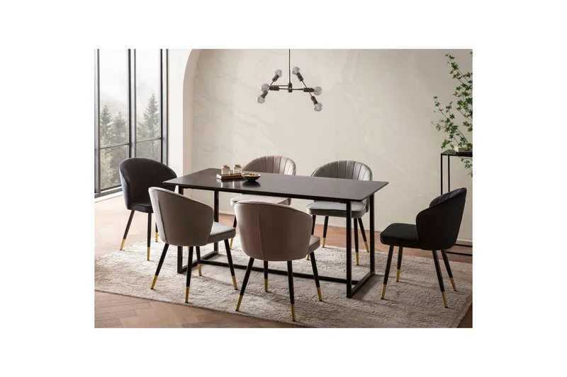 Matbord Wohnling Industriell loftstil, MDF med metallben med gyllene spets Marmor, Svart, 200x90 cm - Marmor, Svart, 200x90 cm - Möbler - Bord & matgrupper - Matbord & köksbord