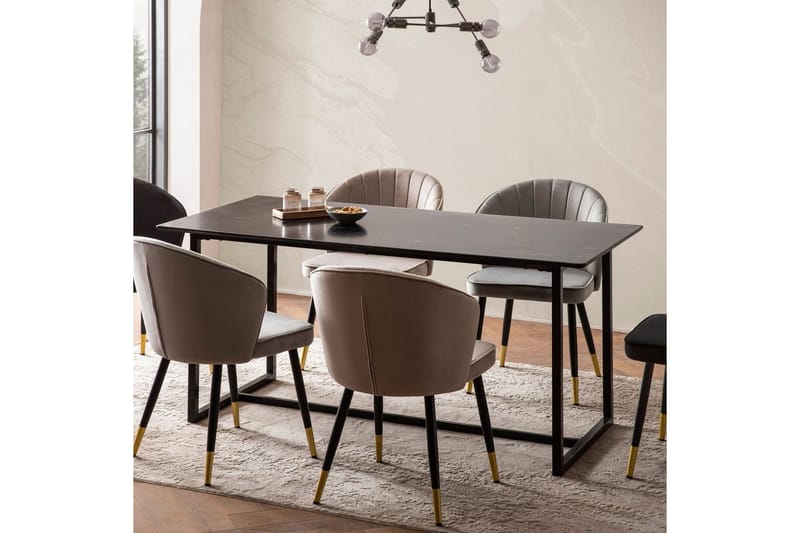 Matbord Wohnling Industriell loftstil, MDF med metallben med gyllene spets Marmor, Svart, 200x90 cm - Marmor, Svart, 200x90 cm - Möbler - Bord & matgrupper - Matbord & köksbord