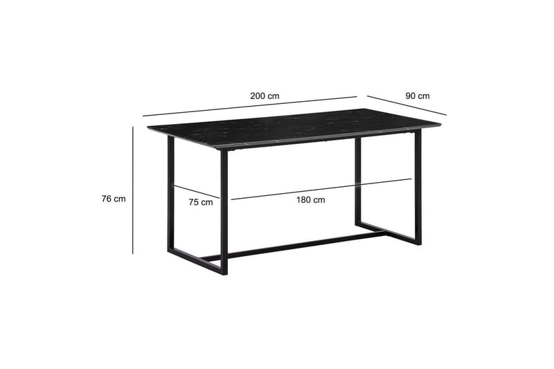Matbord Wohnling Industriell loftstil, MDF med metallben med gyllene spets Marmor, Svart, 200x90 cm - Marmor, Svart, 200x90 cm - Möbler - Bord & matgrupper - Matbord & köksbord