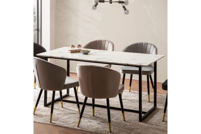 Matbord Wohnling Industriell loftstil, MDF med metallben med gyllene spets Marmor, Vit, 160x80 cm - Marmor, Vit, 160x80 cm - Möbler - Bord & matgrupper - Matbord & köksbord