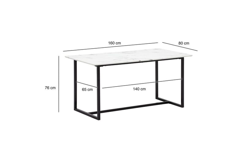 Matbord Wohnling Industriell loftstil, MDF med metallben med gyllene spets Marmor, Vit, 160x80 cm - Marmor, Vit, 160x80 cm - Möbler - Bord & matgrupper - Matbord & köksbord