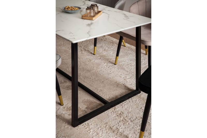 Matbord Wohnling Industriell loftstil, MDF med metallben med gyllene spets Marmor, Vit, 160x80 cm - Marmor, Vit, 160x80 cm - Möbler - Bord & matgrupper - Matbord & köksbord