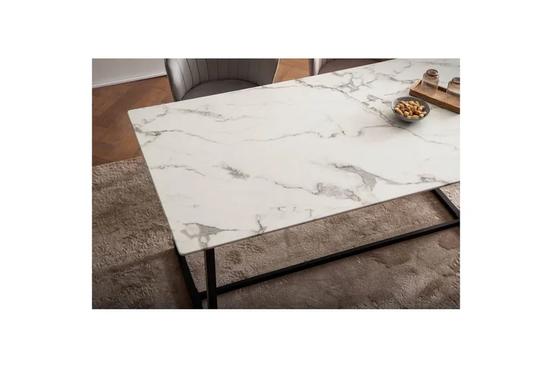 Matbord Wohnling Industriell loftstil, MDF med metallben med gyllene spets Marmor, Vit, 160x80 cm - Marmor, Vit, 160x80 cm - Möbler - Bord & matgrupper - Matbord & köksbord