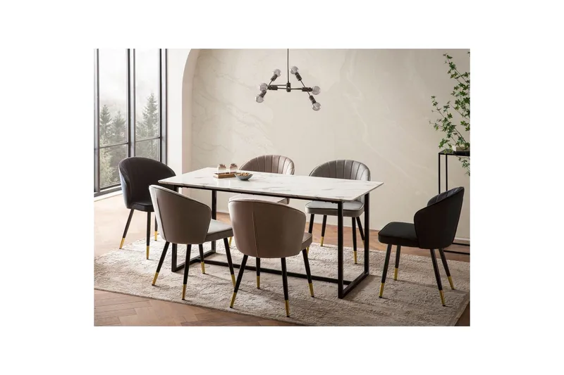 Matbord Wohnling Industriell loftstil, MDF med metallben med gyllene spets Marmor, Vit, 200x90 cm - Marmor, Vit, 200x90 cm - Möbler - Bord & matgrupper - Matbord & köksbord