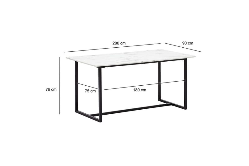 Matbord Wohnling Industriell loftstil, MDF med metallben med gyllene spets Marmor, Vit, 200x90 cm - Marmor, Vit, 200x90 cm - Möbler - Bord & matgrupper - Matbord & köksbord