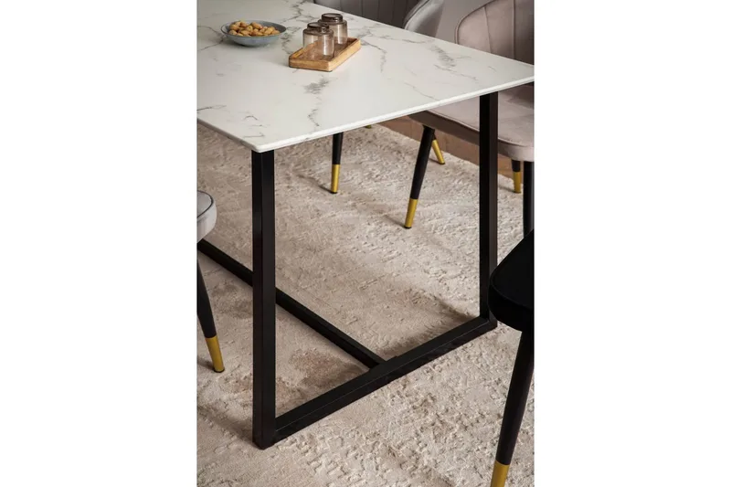Matbord Wohnling Industriell loftstil, MDF med metallben med gyllene spets Marmor, Vit, 200x90 cm - Marmor, Vit, 200x90 cm - Möbler - Bord & matgrupper - Matbord & köksbord