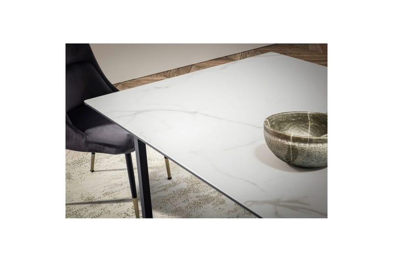 Matbord Wohnling Keramik Klassisk Medar Bas Metallram Svart, marmor vit - Svart, marmor vit - Möbler - Bord & matgrupper - Matbord & köksbord
