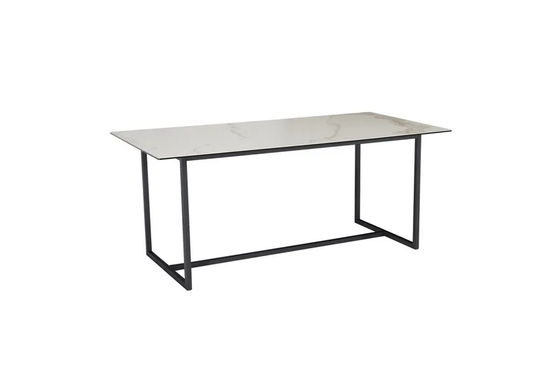 Matbord Wohnling Keramik Klassisk Medar Bas Metallram Svart, marmor vit, Svart, marmor vit