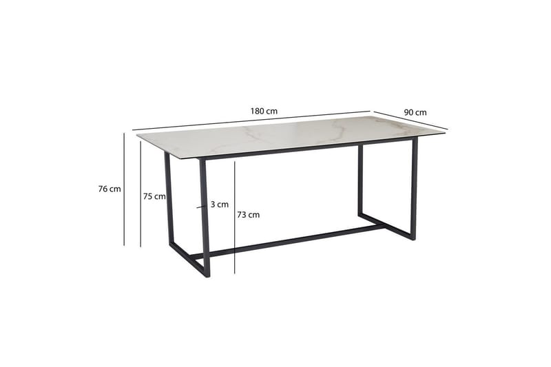 Matbord Wohnling Keramik Klassisk Medar Bas Metallram Svart, marmor vit - Svart, marmor vit - Möbler - Bord & matgrupper - Matbord & köksbord