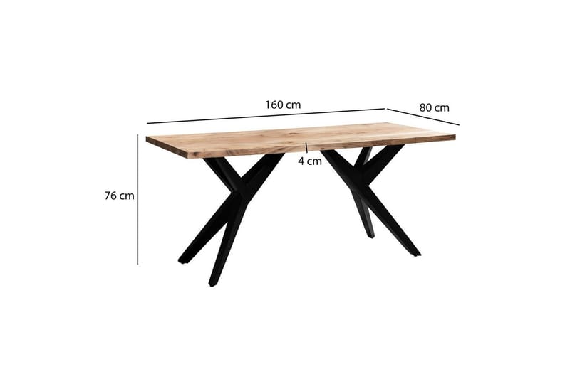 Matbord Wohnling massivt trä industriell loft snedställda metallbensram 160x80 cm - 160x80 cm - Möbler - Bord & matgrupper - Matgrupper