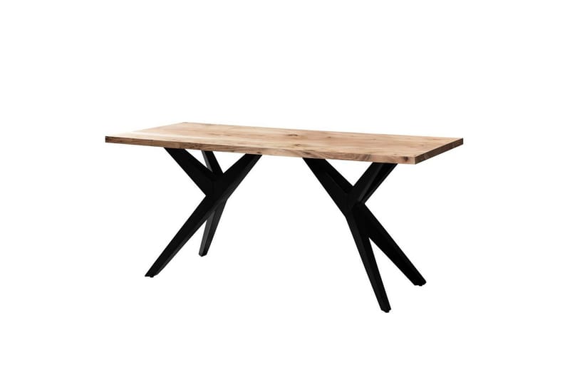 Matbord Wohnling massivt trä industriell loft snedställda metallbensram 180x90 cm, 180x90 cm