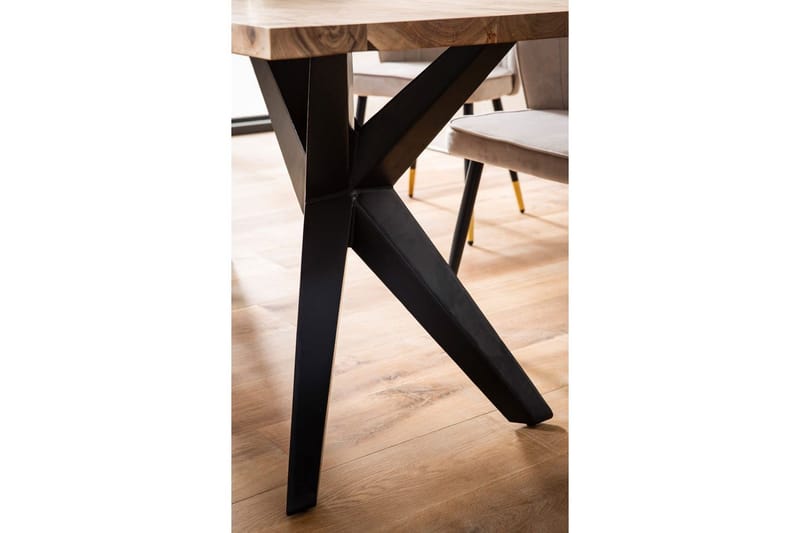 Matbord Wohnling massivt trä industriell loft snedställda metallbensram 200x100 cm - 200x100 cm - Möbler - Bord & matgrupper - Matgrupper