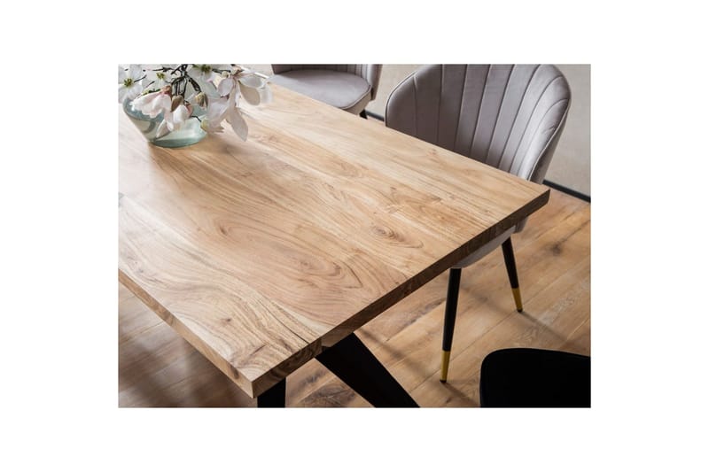 Matbord Wohnling massivt trä industriell loft snedställda metallbensram 200x100 cm - 200x100 cm - Möbler - Bord & matgrupper - Matgrupper