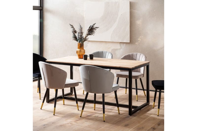 Matbord Wohnling massivt trä industriell loftstil metallbensram 140x80 cm - 140x80 cm - Möbler - Bord & matgrupper - Matbord & köksbord