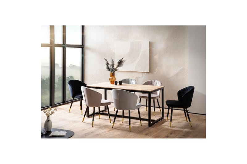 Matbord Wohnling massivt trä industriell loftstil metallbensram 180x90 cm - 180x90 cm - Möbler - Bord & matgrupper - Matbord & köksbord