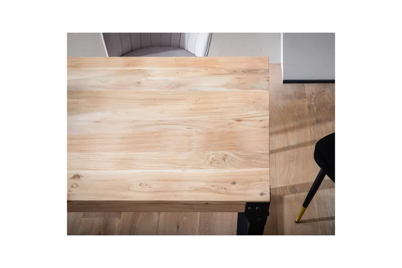 Matbord Wohnling massivt trä med raka metallben, industriell loftstil 120x60 cm - 120x60 cm - Möbler - Bord & matgrupper - Matgrupper