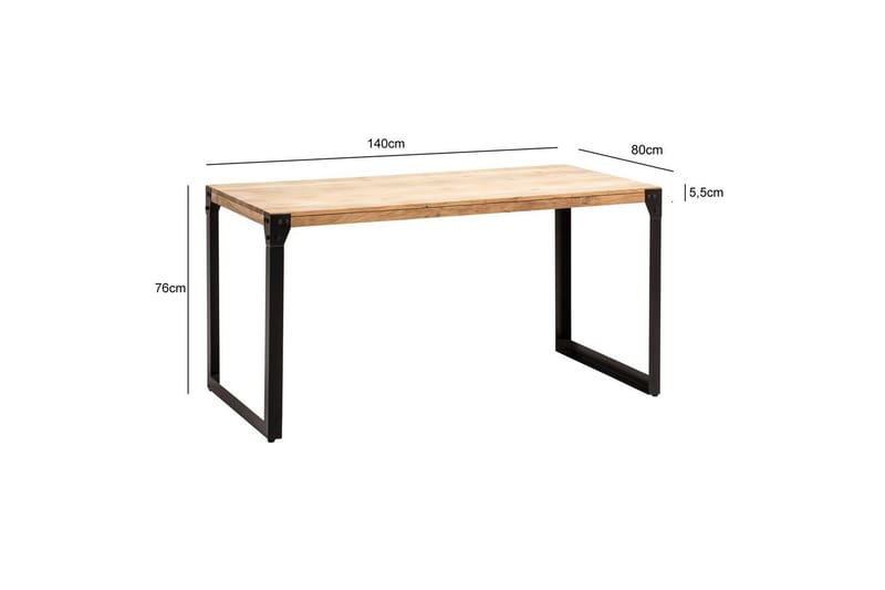 Matbord Wohnling massivt trä med raka metallben, industriell loftstil 140x80 cm - 140x80 cm - Möbler - Bord & matgrupper - Matgrupper