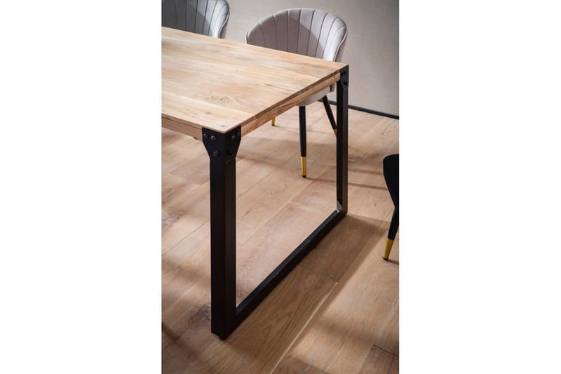 Matbord Wohnling massivt trä med raka metallben, industriell loftstil 180x90 cm - 180x90 cm - Möbler - Bord & matgrupper - Matgrupper