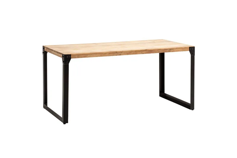 Matbord Wohnling massivt trä med raka metallben, industriell loftstil 180x90 cm, 180x90 cm