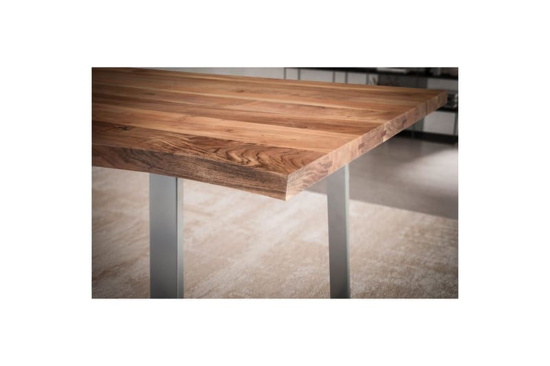 Matbord Wohnling Massivt trä med trädkanter, rektangulär, lantlig stil Silver, Rak, 200x100 cm - Silver, Rak, 200x100 cm - Möbler - Bord & matgrupper - Matbord & köksbord