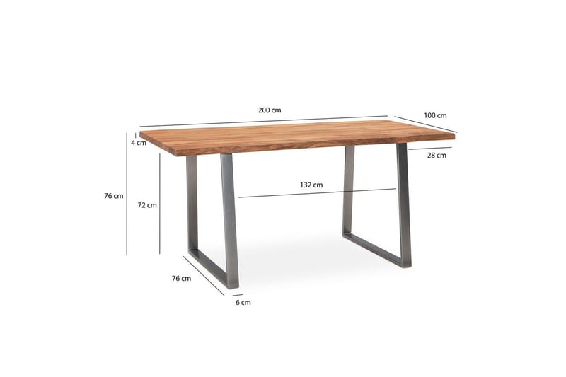 Matbord Wohnling Massivt trä med trädkanter, rektangulär, lantlig stil Silver, Rak, 200x100 cm - Silver, Rak, 200x100 cm - Möbler - Bord & matgrupper - Matbord & köksbord