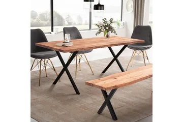 Matbord Wohnling Massivt trä med trädkanter, rektangulär, lantlig stil Svart, korsad, 120x60 cm - Svart, korsad, 120x60 cm - Möbler - Bord & matgrupper - Matbord & köksbord