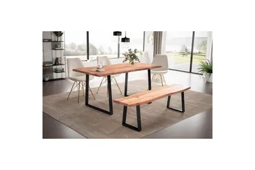 Matbord Wohnling Massivt trä med trädkanter, rektangulär, lantlig stil Svart, Rak, 140x80 cm - Svart, Rak, 140x80 cm - Möbler - Bord & matgrupper - Matbord & köksbord