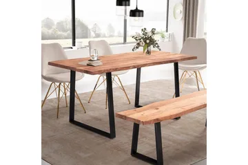 Matbord Wohnling Massivt trä med trädkanter, rektangulär, lantlig stil Svart, Rak, 180x90 cm - Svart, Rak, 180x90 cm - Möbler - Bord & matgrupper - Matbord & köksbord