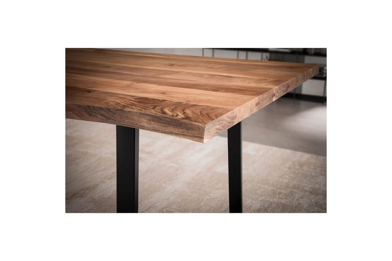 Matbord Wohnling Massivt trä med trädkanter, rektangulär, lantlig stil Svart, Rak, 180x90 cm - Svart, Rak, 180x90 cm - Möbler - Bord & matgrupper - Matbord & köksbord