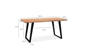 Matbord Wohnling Massivt trä med trädkanter, rektangulär, lantlig stil Svart, vinklad, 120x60 cm - Svart, vinklad, 120x60 cm - Möbler - Bord & matgrupper - Matbord & köksbord