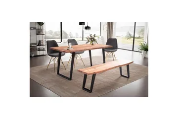 Matbord Wohnling Massivt trä med trädkanter, rektangulär, lantlig stil Svart, vinklad, 140x80 cm - Svart, vinklad, 140x80 cm - Möbler - Bord & matgrupper - Matbord & köksbord